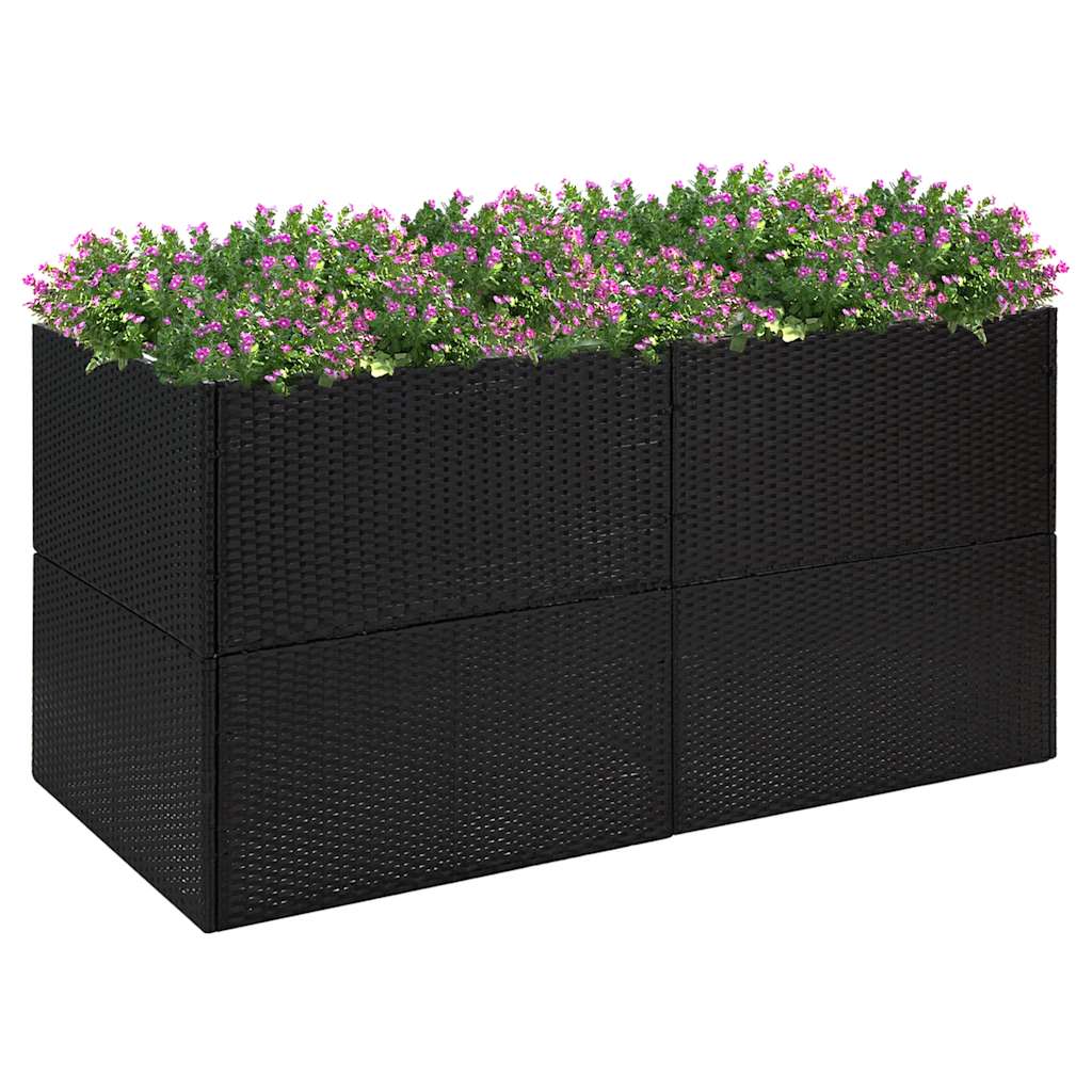 JUNG Vida Pflanzkübel Schwarz 157x80x80 cm Poly Rattan