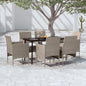 JUNG Vida 7-tlg. Garten-Essgruppe mit Kissen Beige und Schwarz