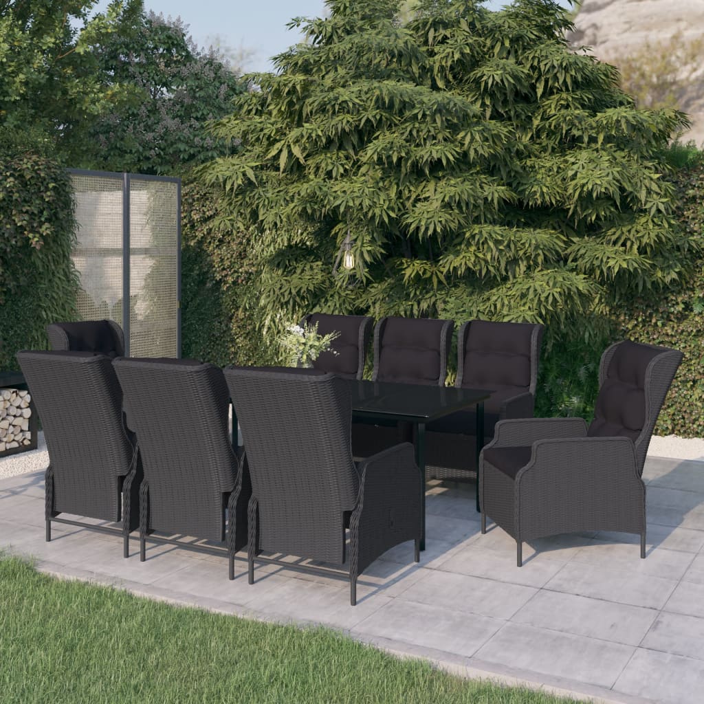 JUNG Vida 9-tlg. Garten-Essgruppe Dunkelgrau