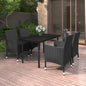 JUNG Vida 5-tlg. Garten-Essgruppe mit Auflagen Poly Rattan und Glas