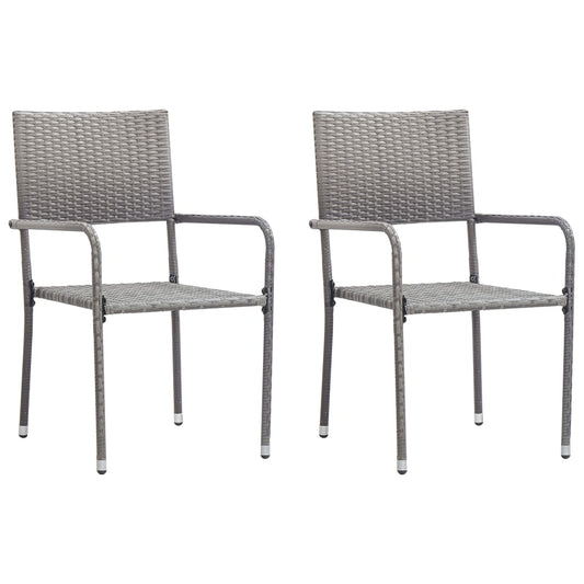 JUNG Vida Garten-Essstühle 2 Stk. Stapelbar Grau Polyrattan