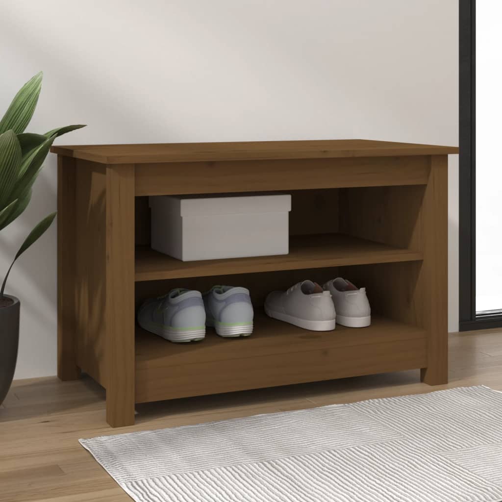 JUNG Vida Schuhbank Honigbraun 70x38x45,5 cm Massivholz Kiefer