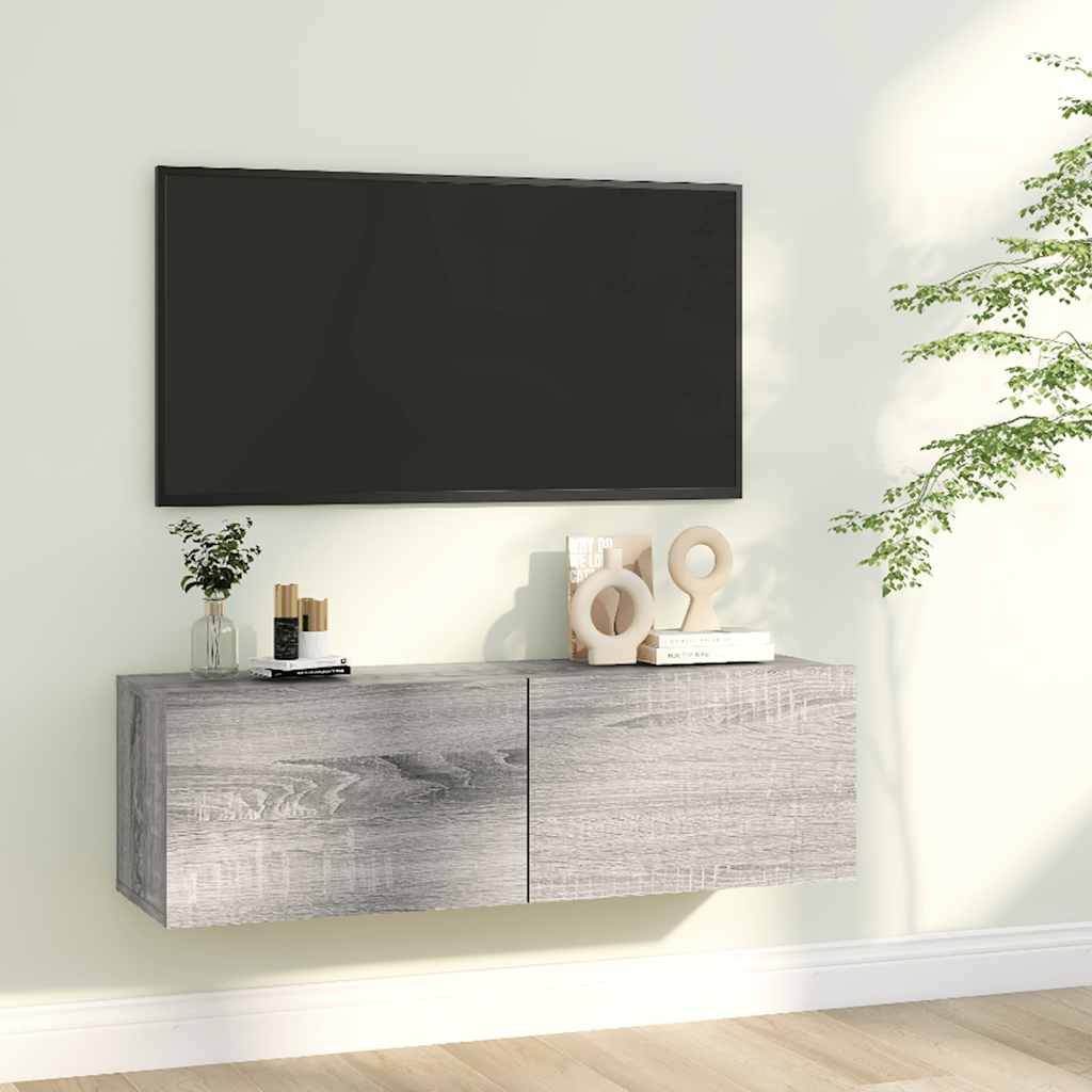 JUNG Vida TV-Wandschrank Grau Sonoma 100x30x30 cm Holzwerkstoff
