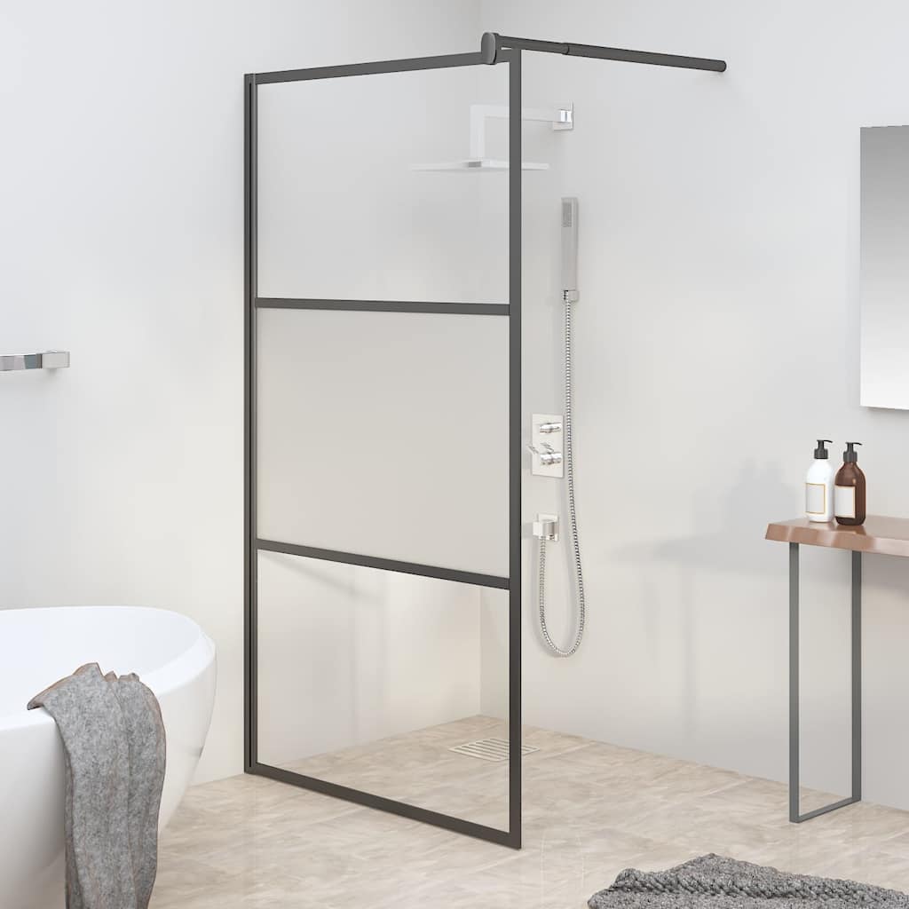 JUNG Vida Duschwand für Walk-In Dusche 100x195cm ESG Halbmattiert Schwarz