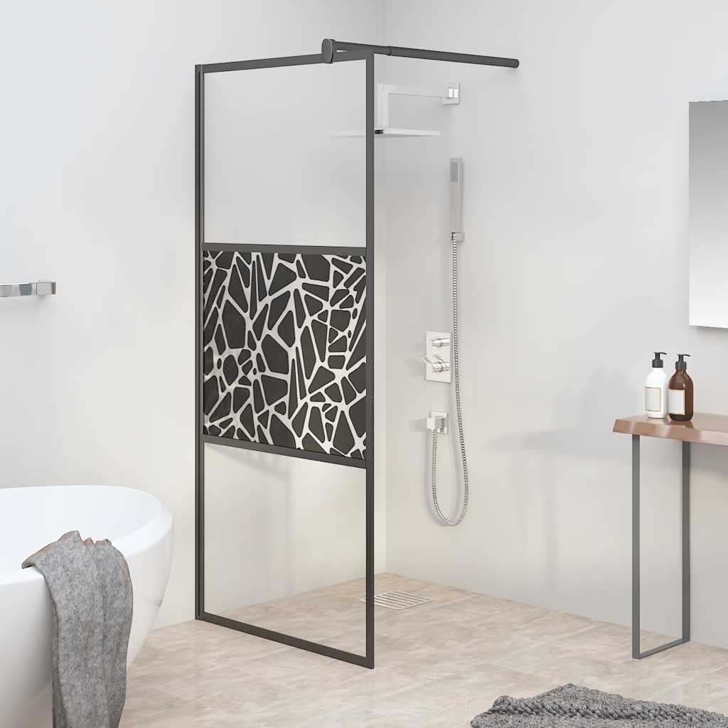 JUNG Vida Duschwand für Walk-In Dusche 80x195 cm ESG Steindesign Schwarz