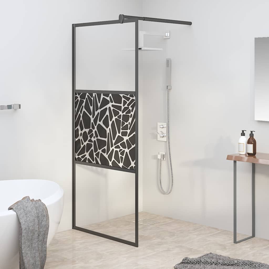 JUNG Vida Duschwand für Walk-In Dusche 90x195 cm ESG Steindesign Schwarz