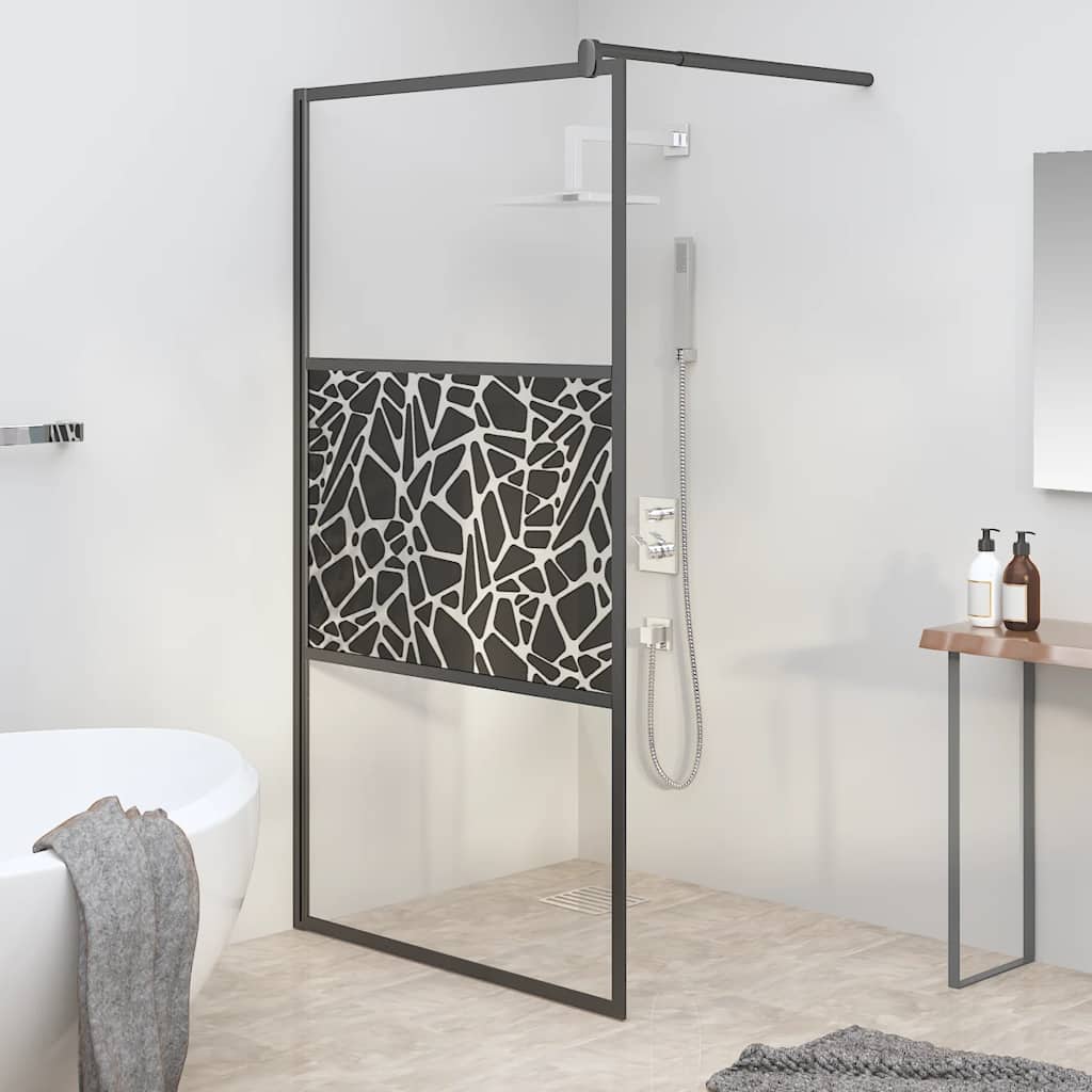 JUNG Vida Duschwand für Walk-In Dusche 115x195 cm ESG Steindesign Schwarz