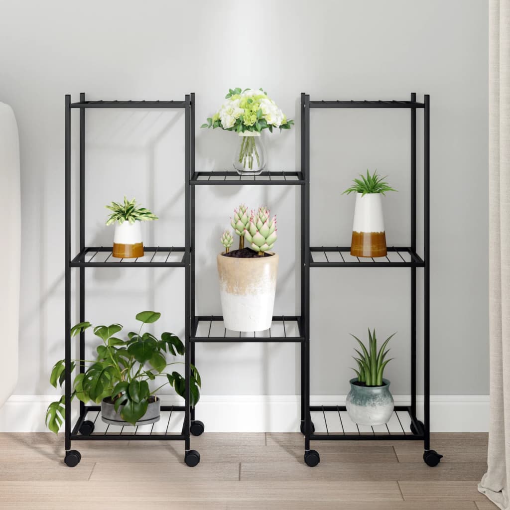 JUNG Vida Blumenständer mit Rollen 83x25x83,5 cm Schwarz Eisen