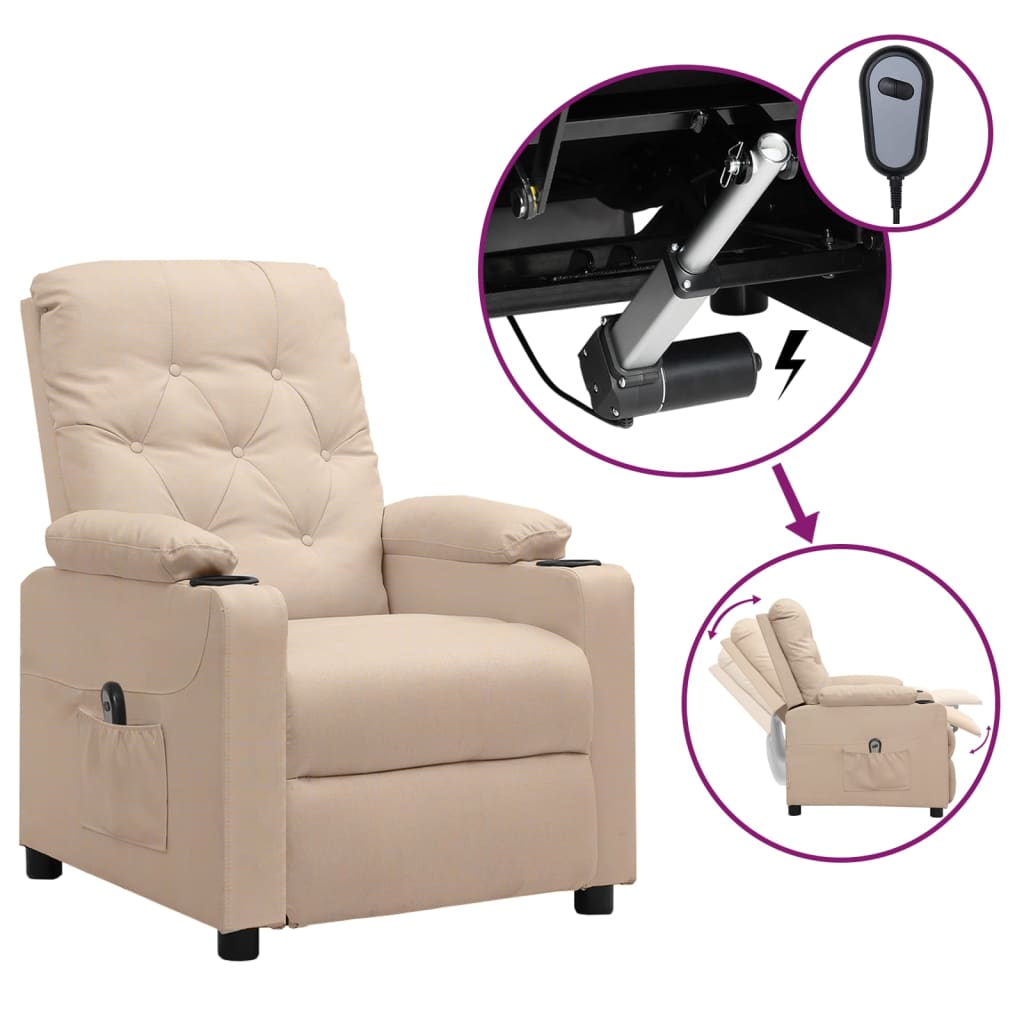 JUNG Vida Relaxsessel Elektrisch Creme Stoff