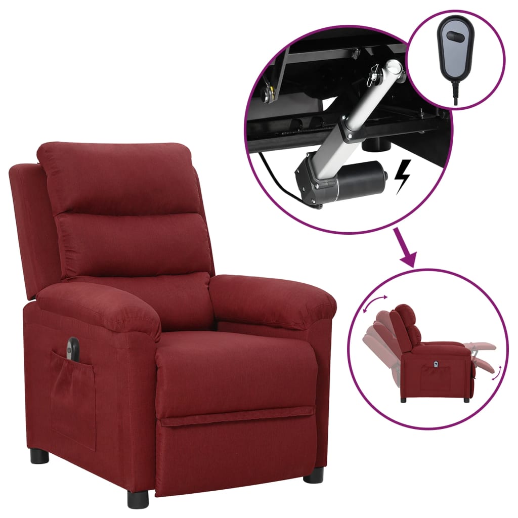 JUNG Vida Relaxsessel Elektrisch Weinrot Stoff