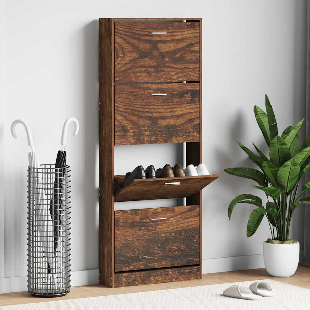 JUNG Vida Schuhschrank Räuchereiche 59x17x150 cm Holzwerkstoff