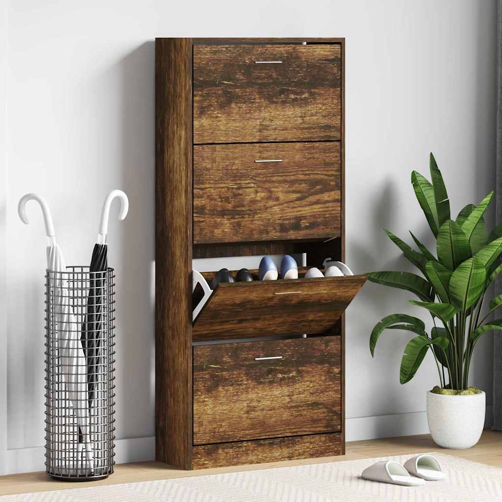 JUNG Vida Schuhschrank Räuchereiche 63x24x147 cm Holzwerkstoff