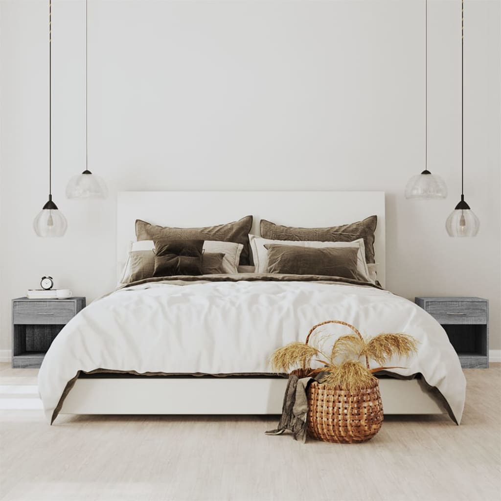 JUNG Vida Nachttische 2 Stk. mit Schublade Grau Sonoma