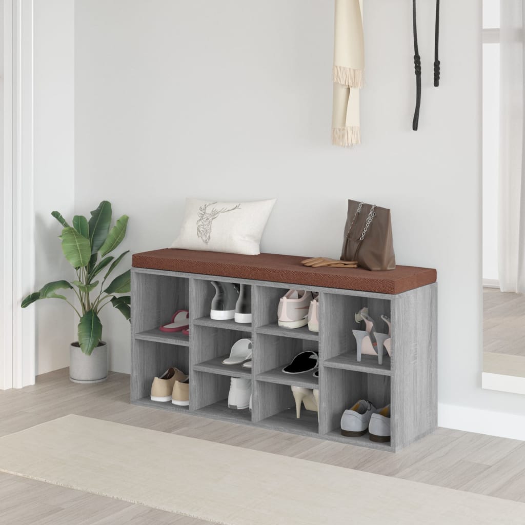 JUNG Vida Schuhbank Grau Sonoma 103x30x48 cm Holzwerkstoff