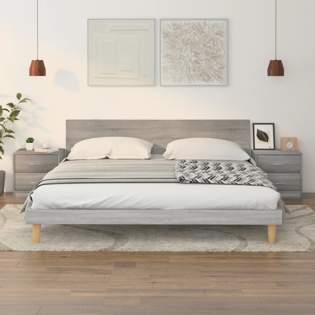 JUNG Vida Nachttische 2 Stk. Grau Sonoma 40x30x40 cm Holzwerkstoff