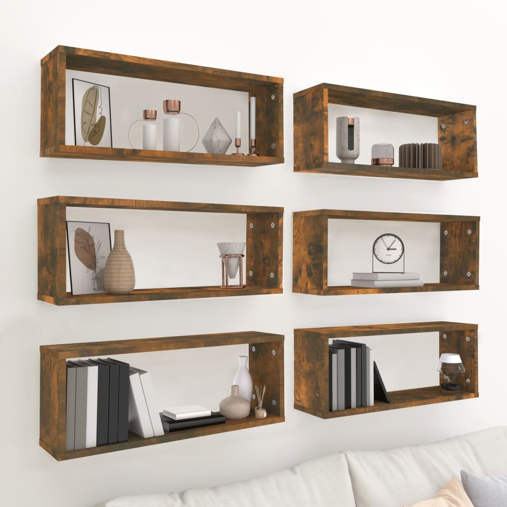 JUNG Vida Würfelregale 6 Stk. Räuchereiche 60x15x23 cm Holzwerkstoff