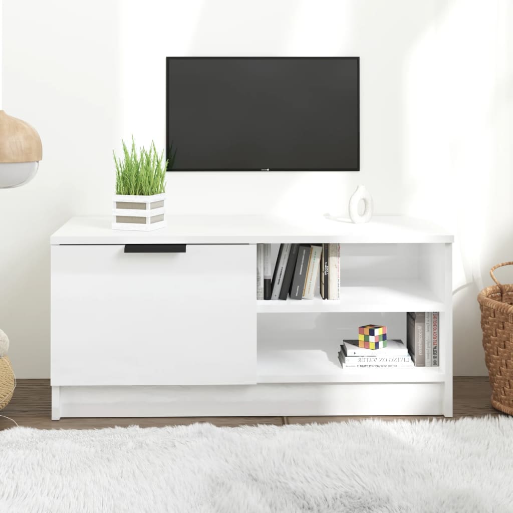 JUNG Vida TV-Schrank Hochglanz-Weiß 80x35x36,5 cm Holzwerkstoff