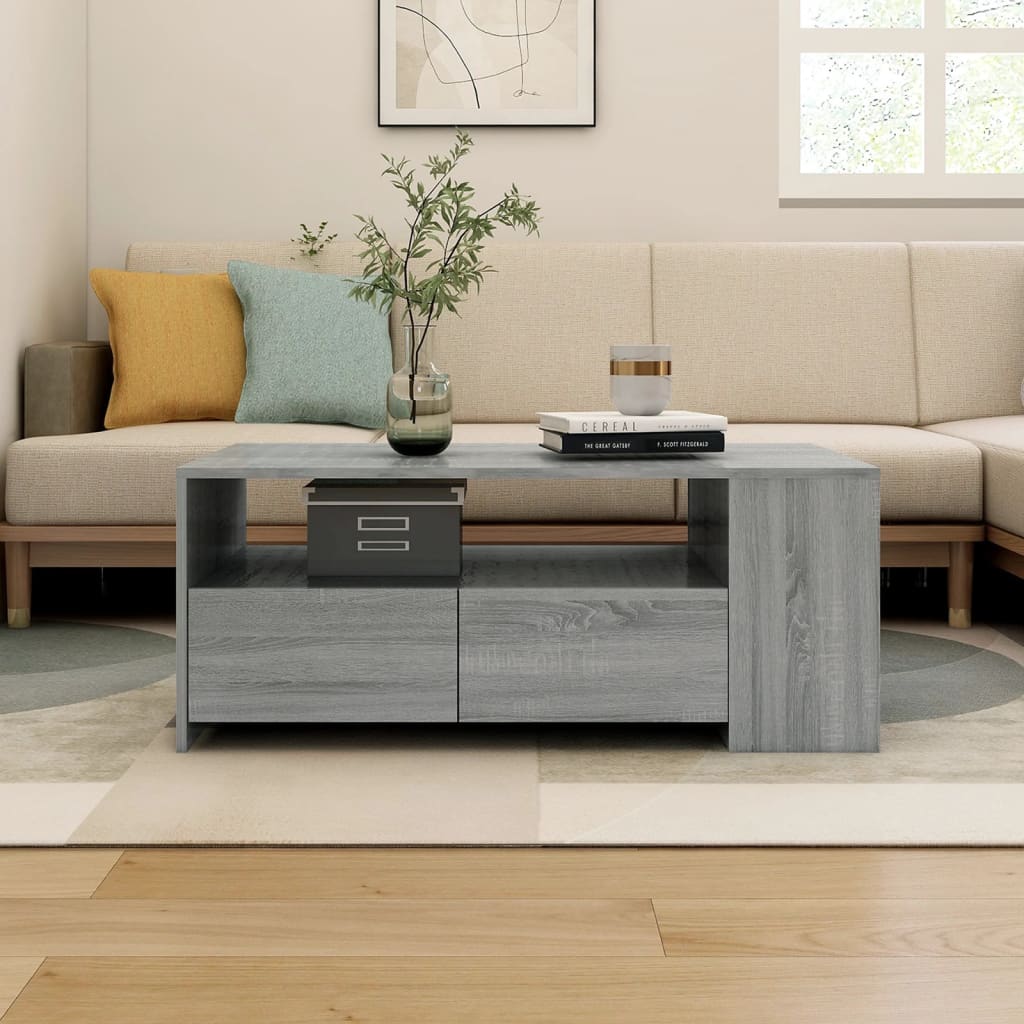JUNG Vida Couchtisch Grau Sonoma 102x55x42 cm Holzwerkstoff