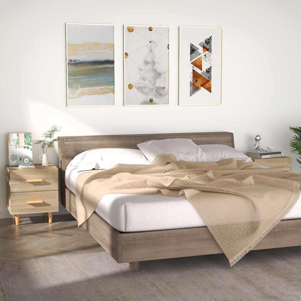 JUNG Vida Nachttische 2 Stk. Sonoma-Eiche 40x35x47,5 cm