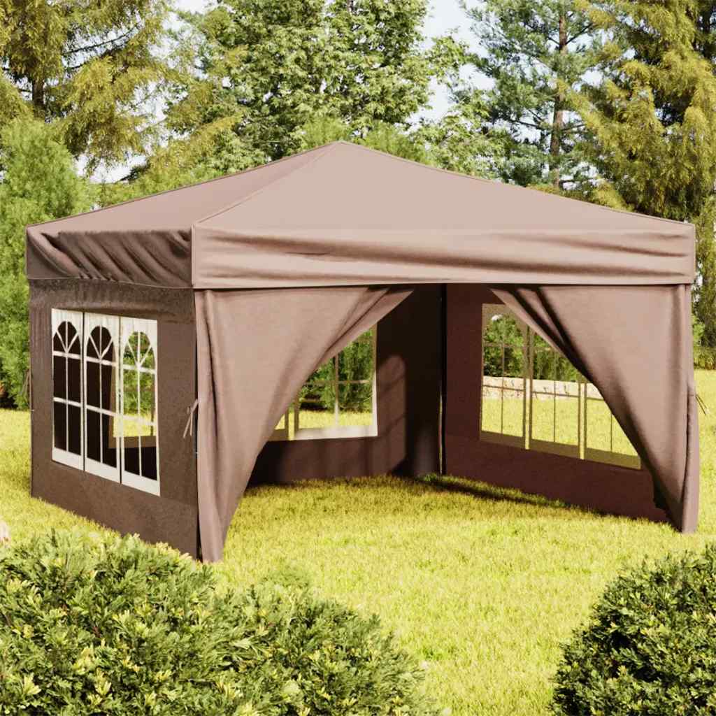JUNG Vida Partyzelt Faltbar mit Seitenwänden Taupe 3x3 m