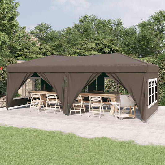 JUNG Vida Partyzelt Faltbar mit Seitenwänden Taupe 3x6 m