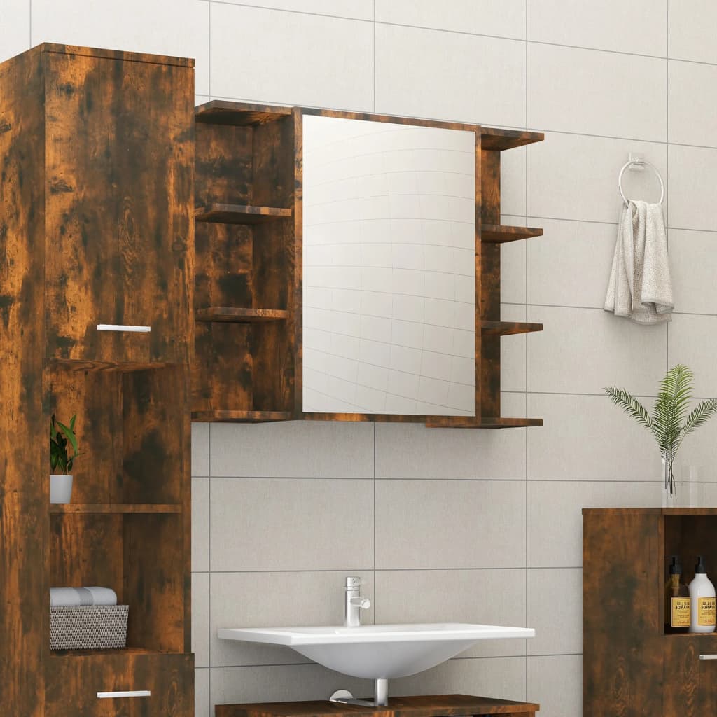 JUNG Vida Bad-Spiegelschrank Räuchereiche 80x20,5x64 cm Holzwerkstoff