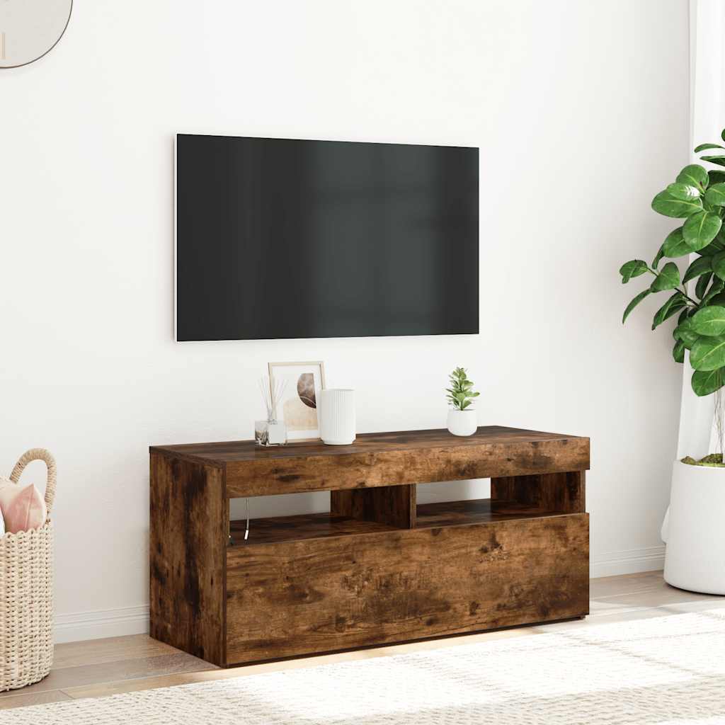 JUNG Vida TV-Schrank mit LED-Leuchten Räuchereiche 90x35x40 cm