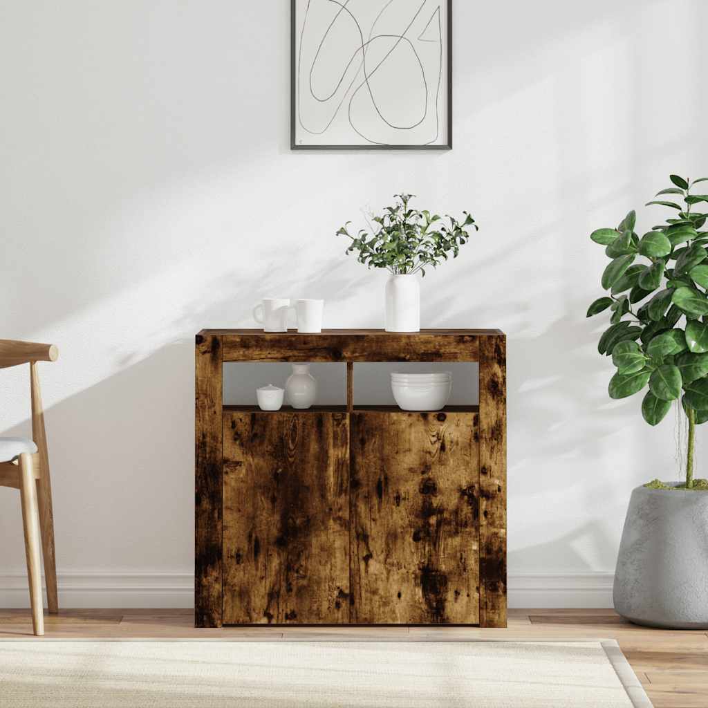 JUNG Vida Sideboard mit LED-Beleuchtung Räuchereiche 80x35x75 cm