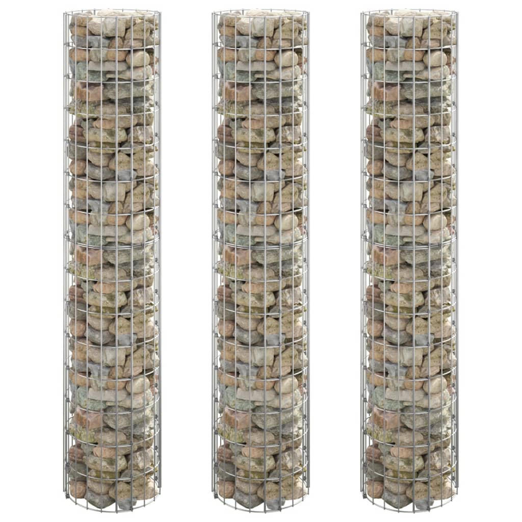 JUNG Vida Gabionen-Hochbeete 3 Stk. Rund Verzinkter Stahl Ø30x150 cm