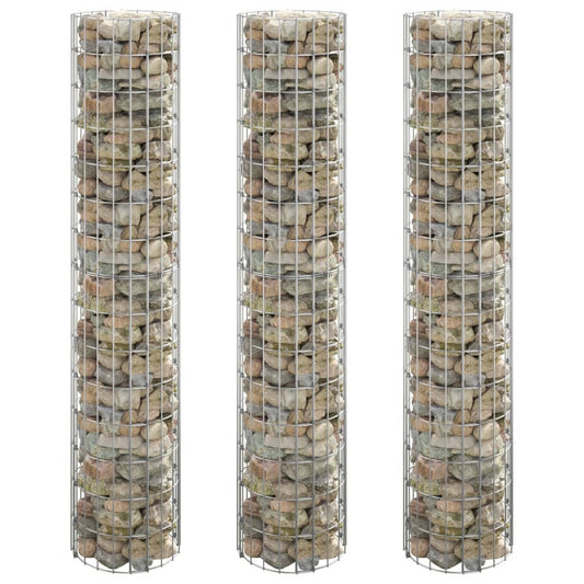 JUNG Vida Gabionen-Hochbeete 3 Stk. Rund Verzinkter Stahl Ø30x150 cm