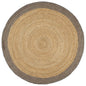 JUNG Vida Teppich Handgefertigt Jute mit Grauem Rand 180 cm