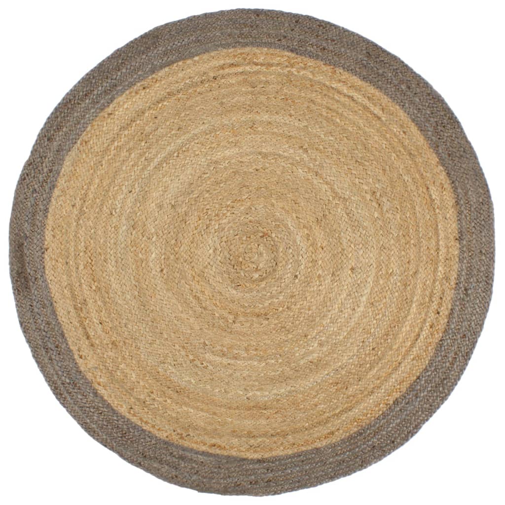 JUNG Vida Teppich Handgefertigt Jute mit Grauem Rand 240 cm