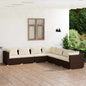 JUNG Vida 7-tlg. Garten-Lounge-Set mit Kissen Poly Rattan Braun