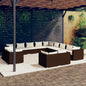 JUNG Vida 13-tlg. Garten-Lounge-Set mit Kissen Braun Poly Rattan