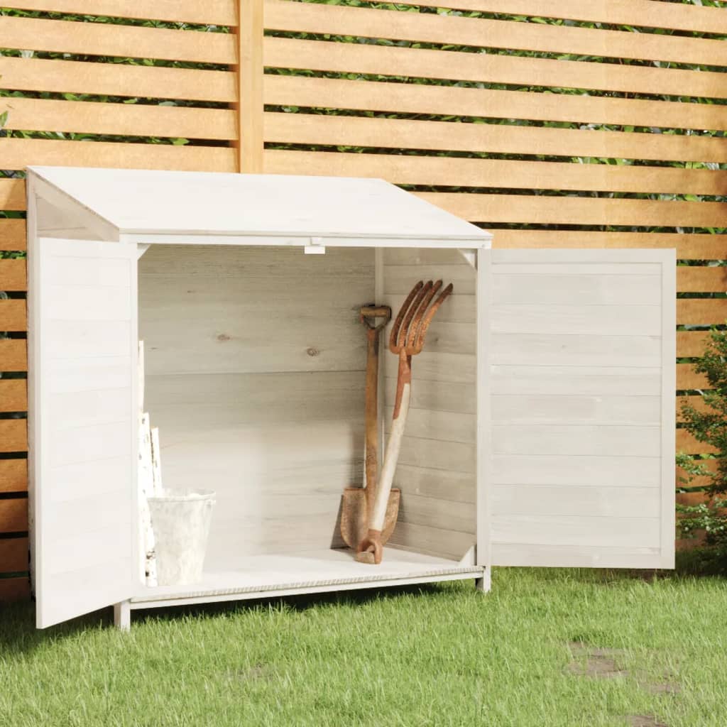 JUNG Vida Geräteschuppen Weiß 102x52x112 cm Massivholz Tanne
