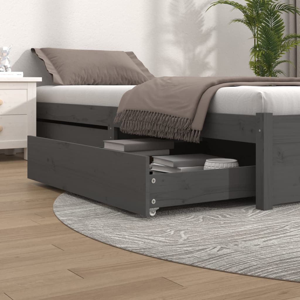 JUNG Vida Bettschubladen 2 Stk. Grau Massivholz Kiefer