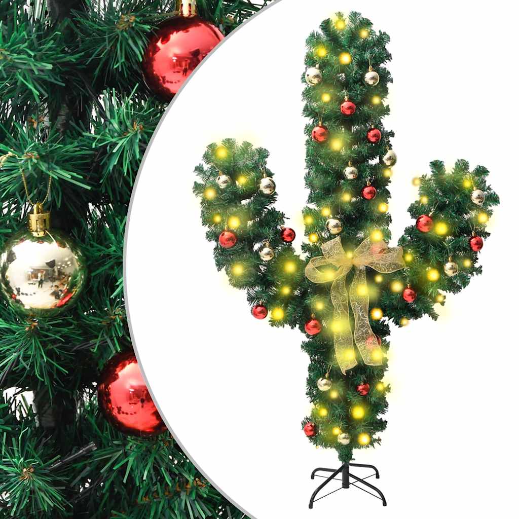 JUNG Vida Weihnachtsdeko Kaktus mit Ständer und LED Grün 150 cm PVC