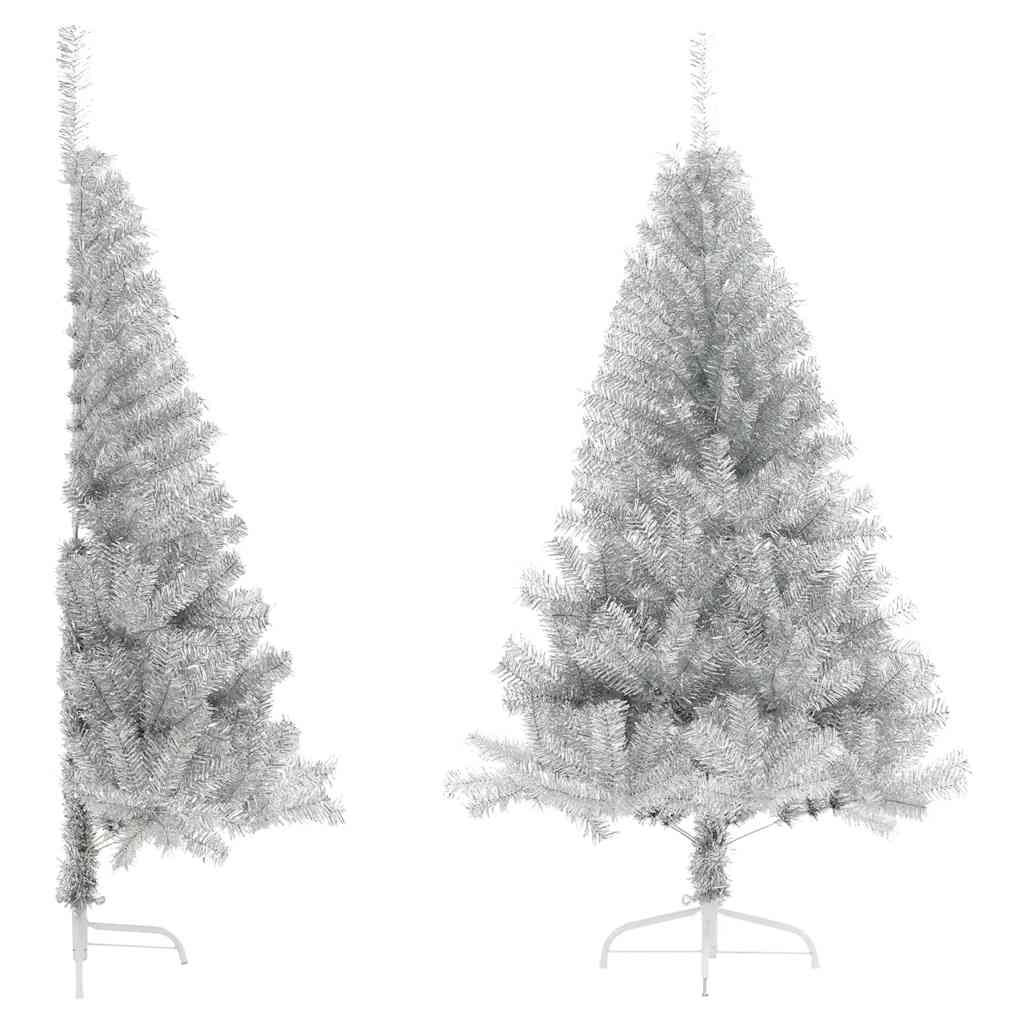 JUNG Vida Künstlicher Halb-Weihnachtsbaum mit Ständer Silber 180 cm PET