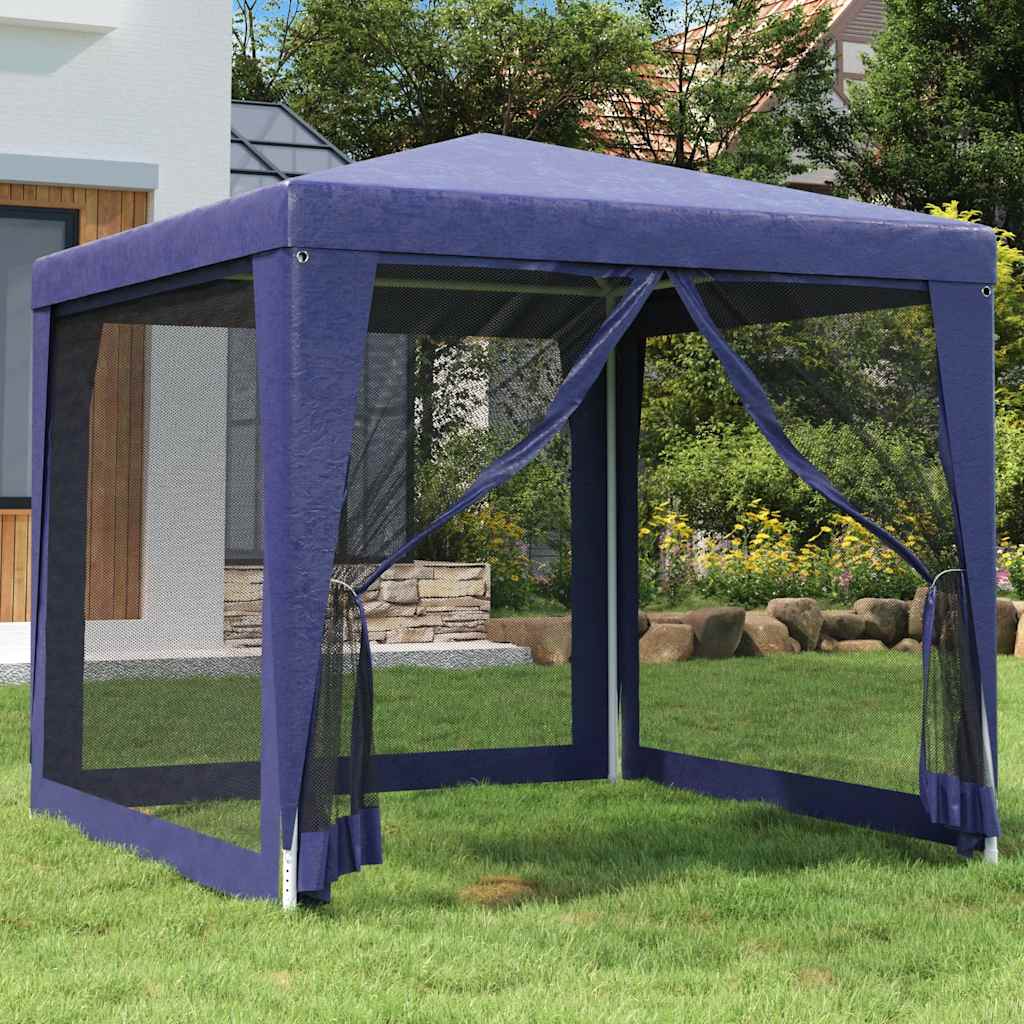 JUNG Vida Partyzelt mit 4 Mesh-Seitenwänden Blau 2,5x2,5 m HDPE