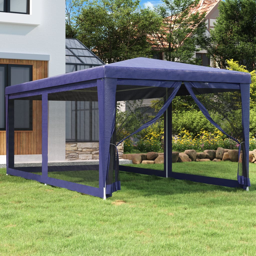 JUNG Vida Partyzelt mit 6 Mesh-Seitenwänden Blau 3x6 m HDPE