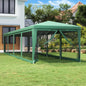 JUNG Vida Partyzelt mit 10 Mesh-Seitenwänden Grün 3x12 m HDPE