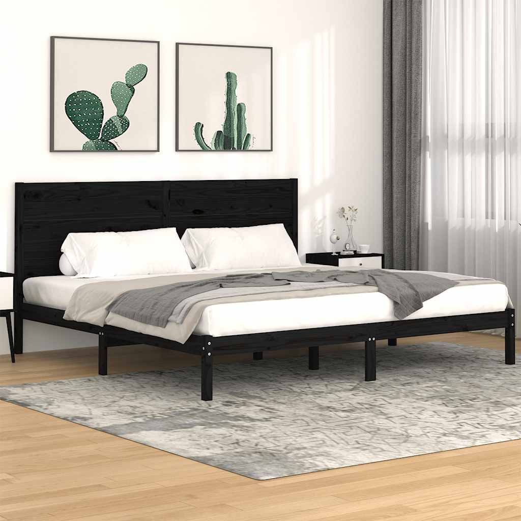 JUNG Vida Massivholzbett Schwarz Kiefer 200x200 cm