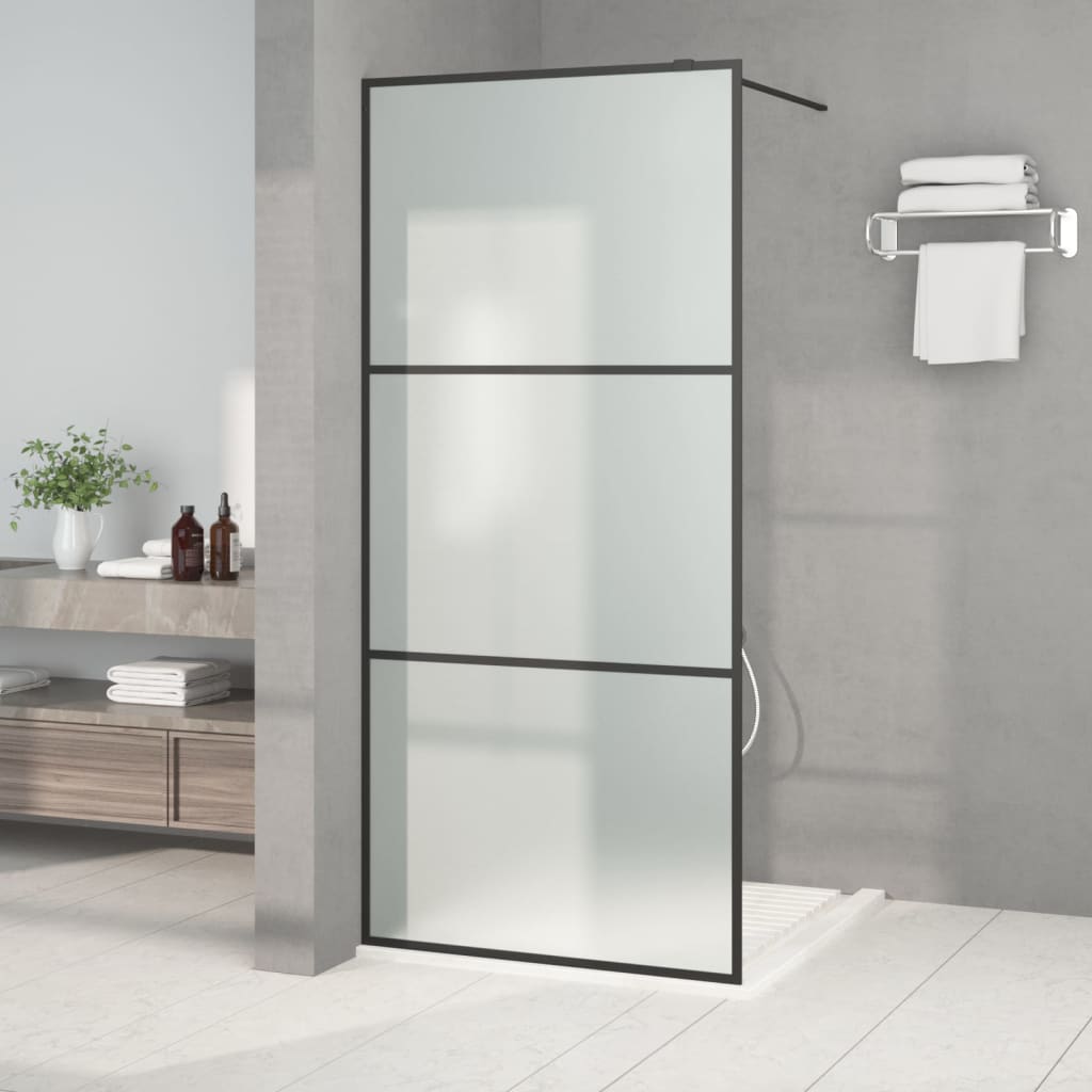JUNG Vida Duschwand für Begehbare Dusche Schwarz 90x195cm Matt ESG-Glas