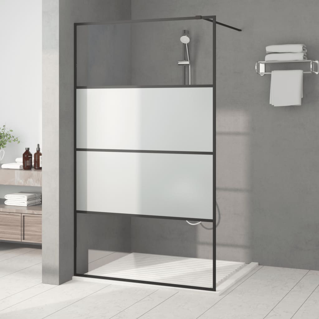 JUNG Vida Duschwand für Begehbare Dusche Schwarz 115x195 cm Halbmatt ESG