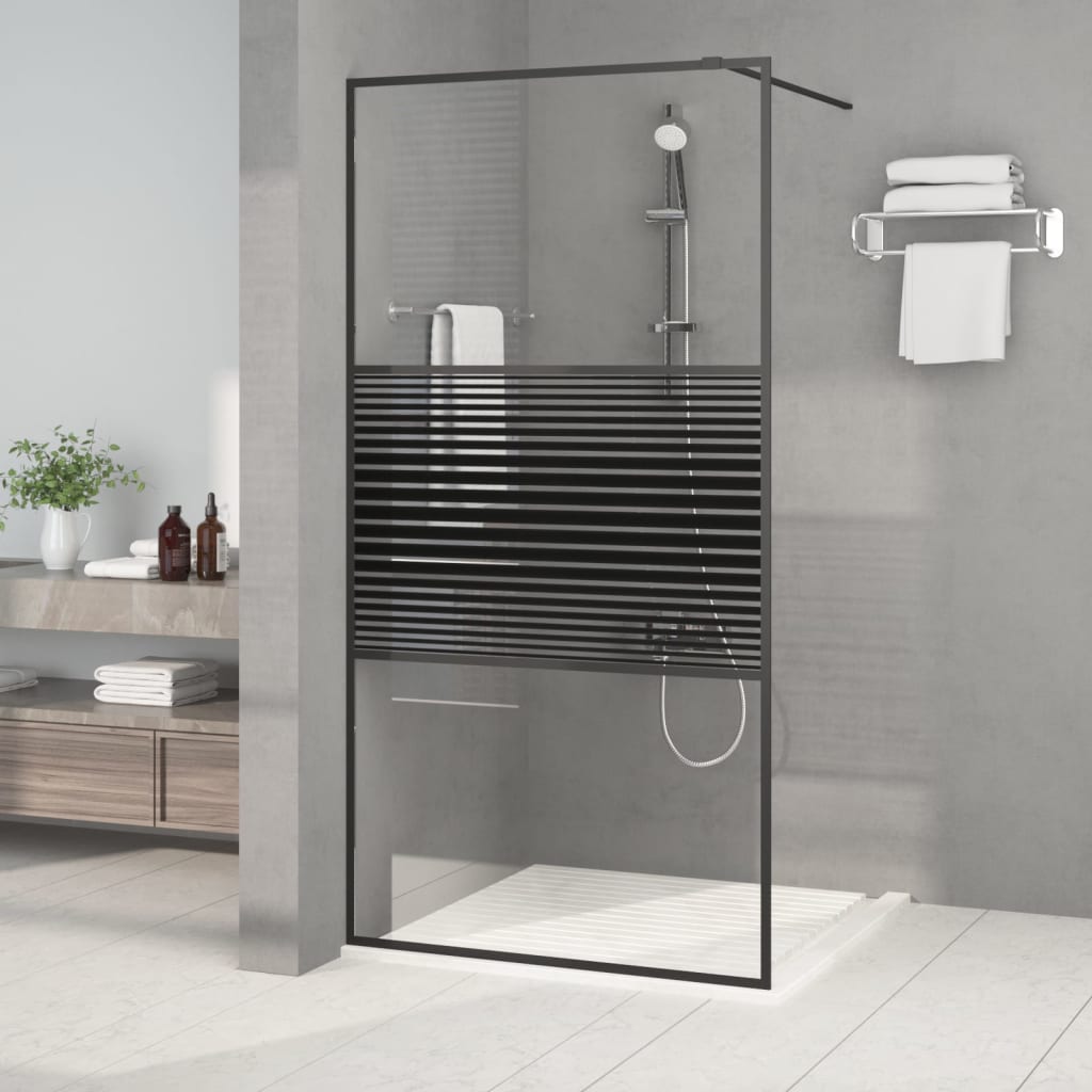 JUNG Vida Duschwand für Begehbare Dusche Schwarz 100x195 cm ESG-Glas Klar
