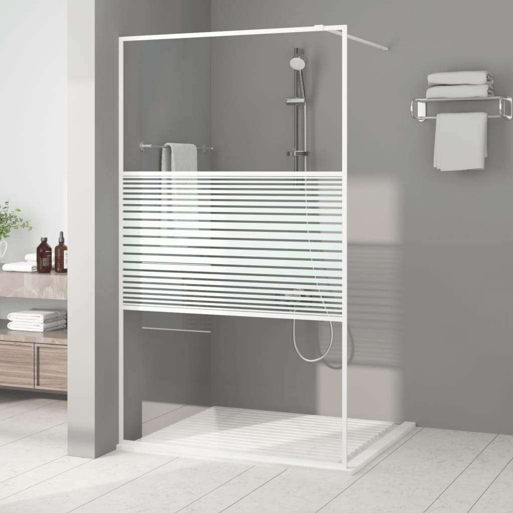 JUNG Vida Duschwand für Begehbare Dusche Weiß 115x195 cm ESG-Klarglas