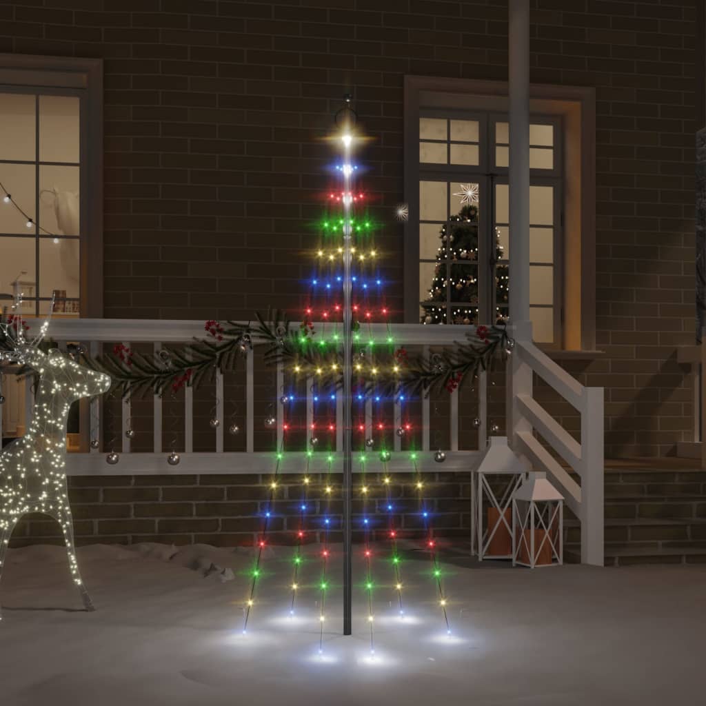 JUNG Vida LED-Weihnachtsbaum für Fahnenmast Mehrfarbig 108 LEDs 180 cm