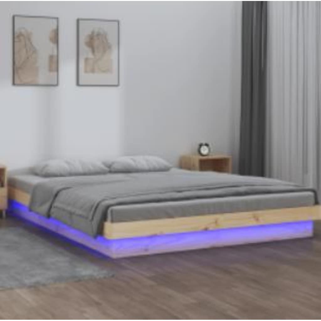 JUNG Vida Massivholzbett mit LED-Beleuchtung 140x200 cm