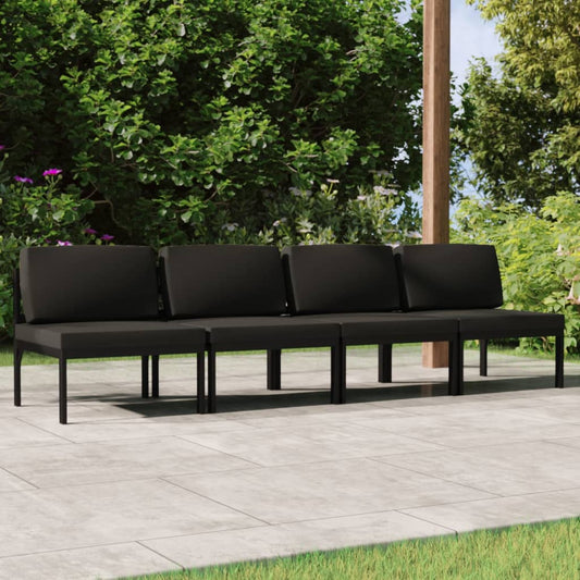 JUNG Vida Gartensofa 4-Sitzer mit Kissen Aluminium Anthrazit