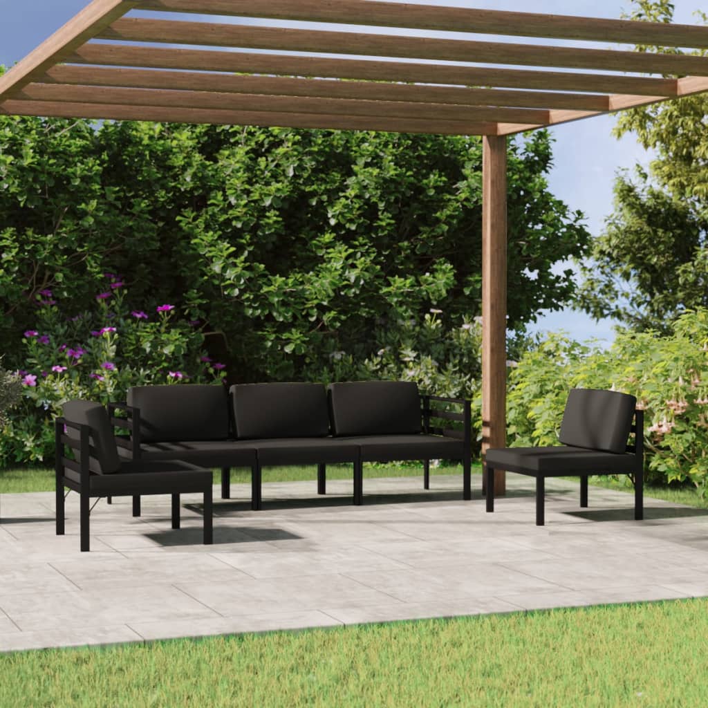 JUNG Vida 5-tlg. Garten-Lounge-Set mit Kissen Aluminium Anthrazit